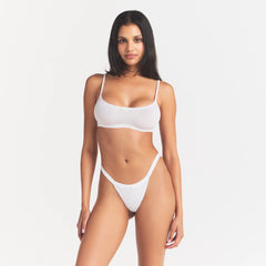 LIGHTWEIGHT COTTON LOGO PICOT SCOOP BRALETTE | SNOW