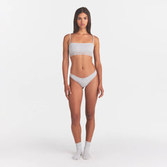 LIGHTWEIGHT COTTON STRAIGHT NECK BRALETTE | LIGHT HEATHER GREY