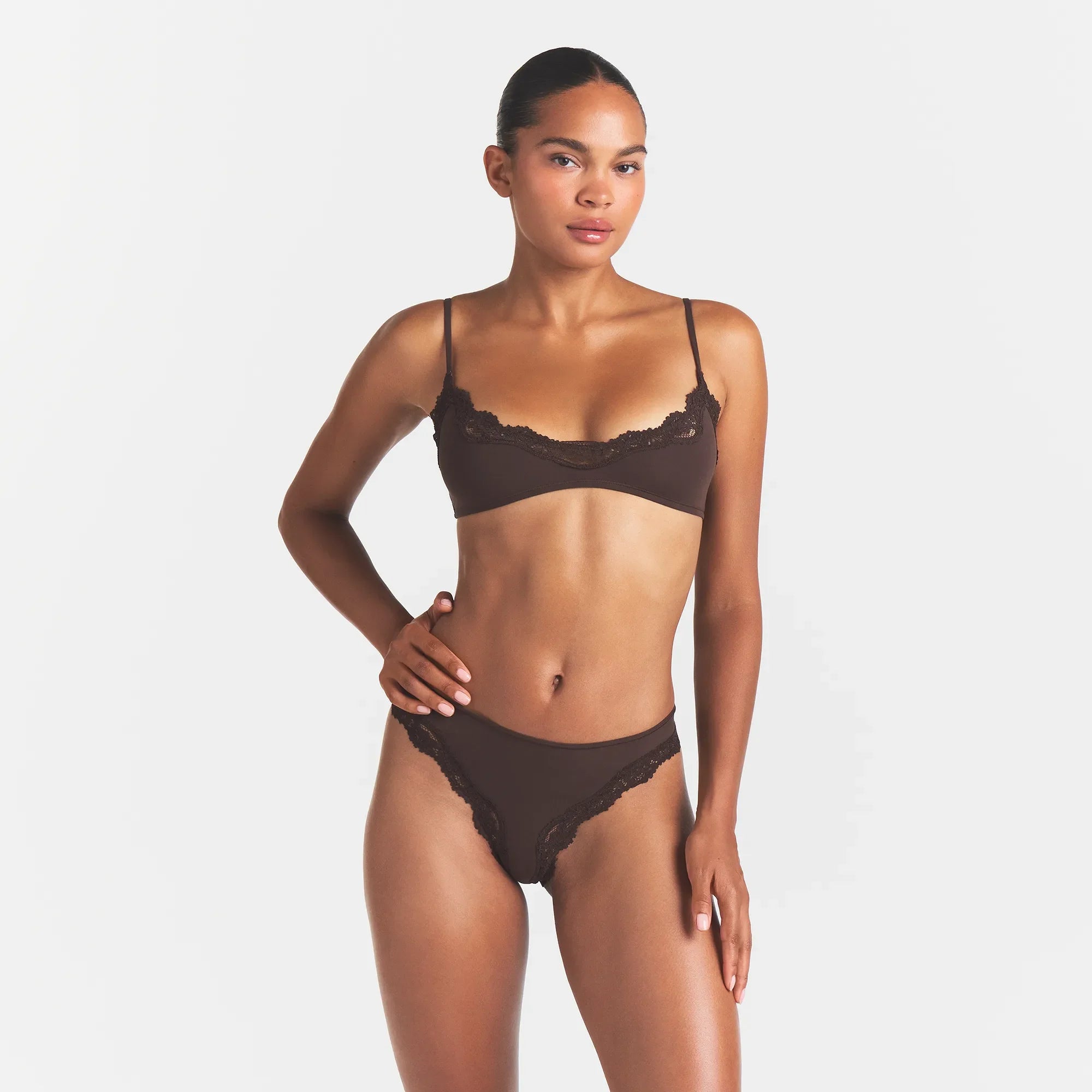 FITS EVERYBODY LACE SCOOP BRALETTE | ESPRESSO