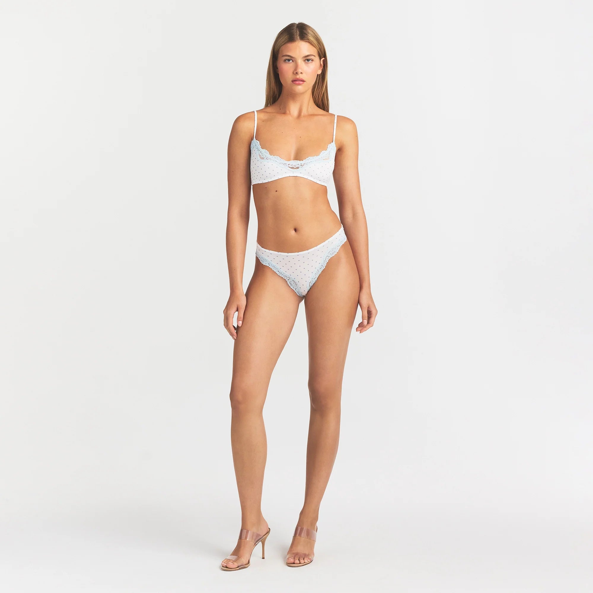 FITS EVERYBODY LACE SCOOP BRALETTE | SLATE PIN DOT PRINT