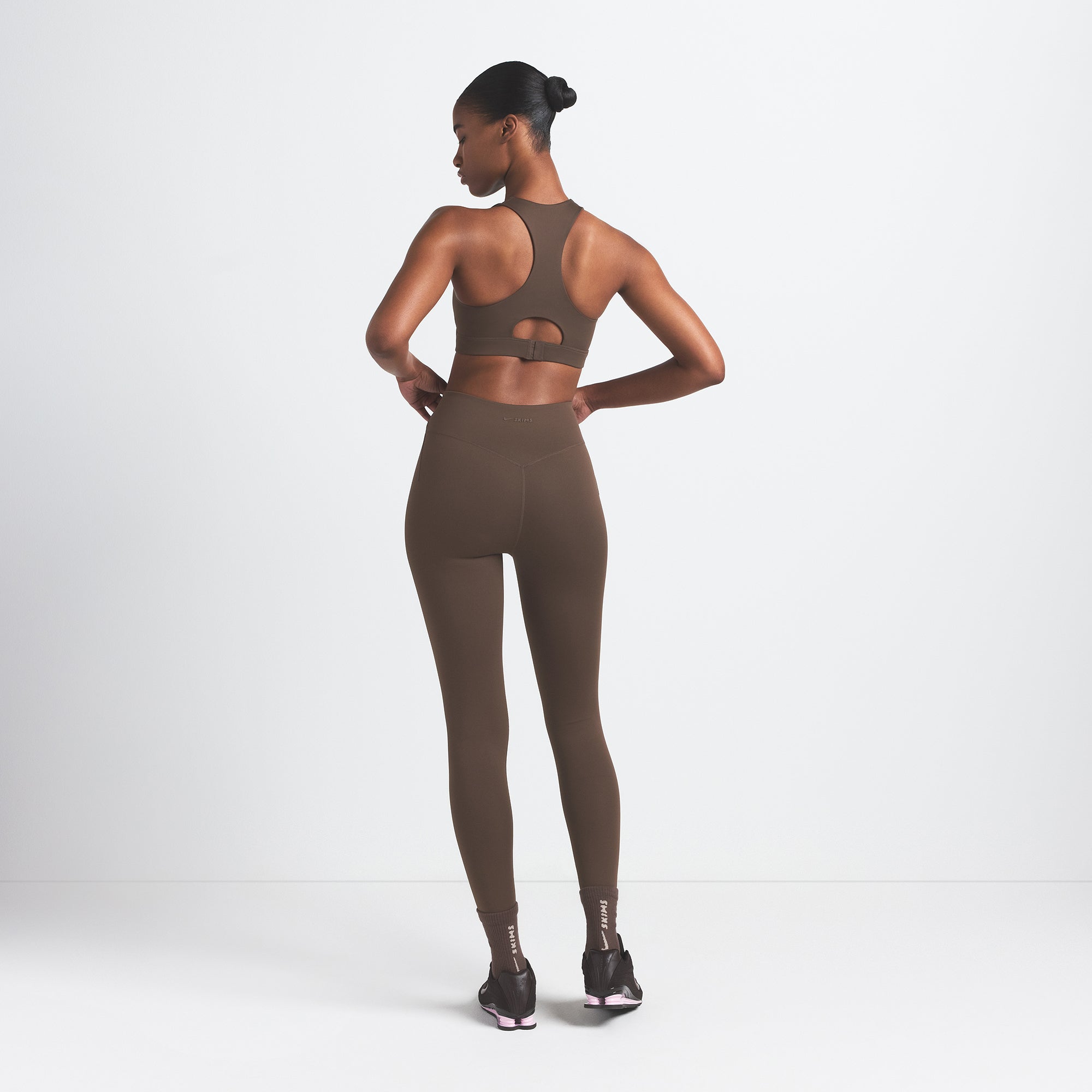 NikeSKIMS MATTE HIGH NECK BRA | DARK SEPIA