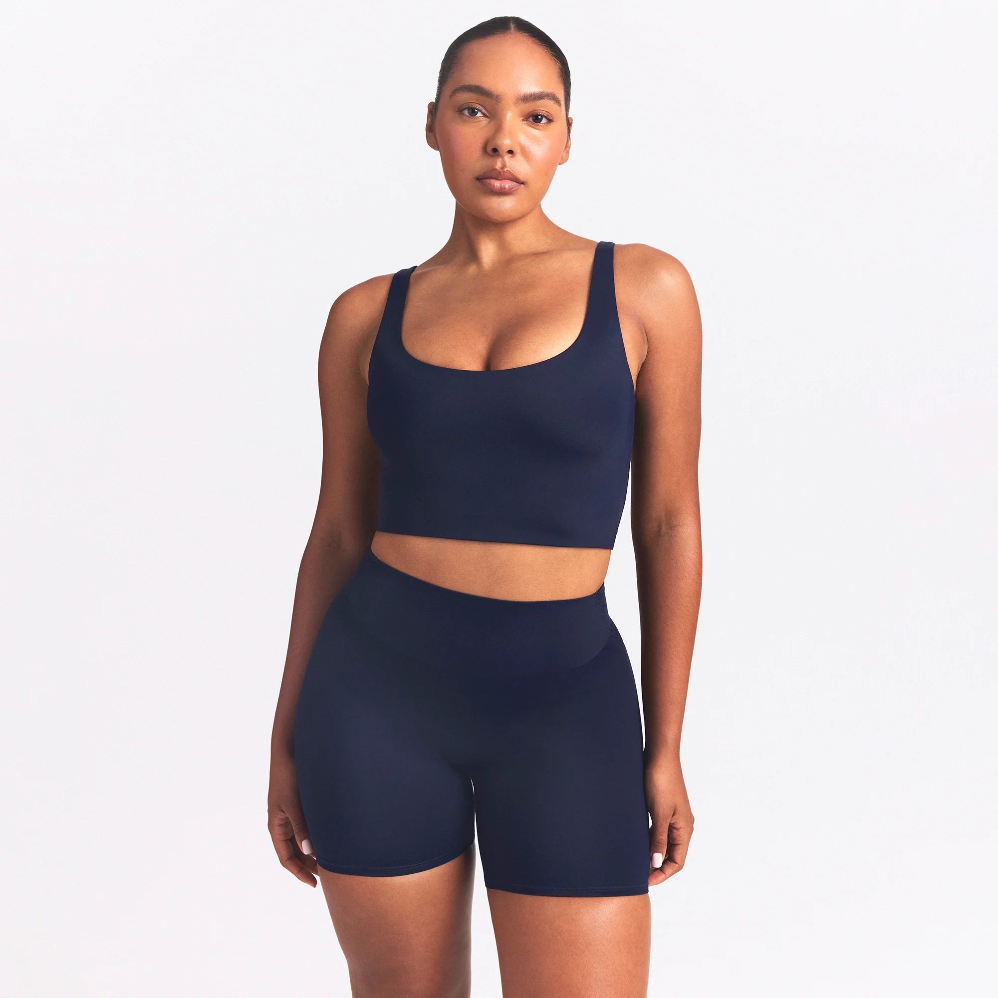 NikeSKIMS SHINE SCOOP NECK BRA TOP | NAVY