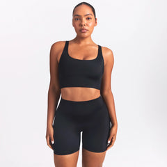NikeSKIMS SHINE SCOOP NECK BRA TOP | OBSIDIAN