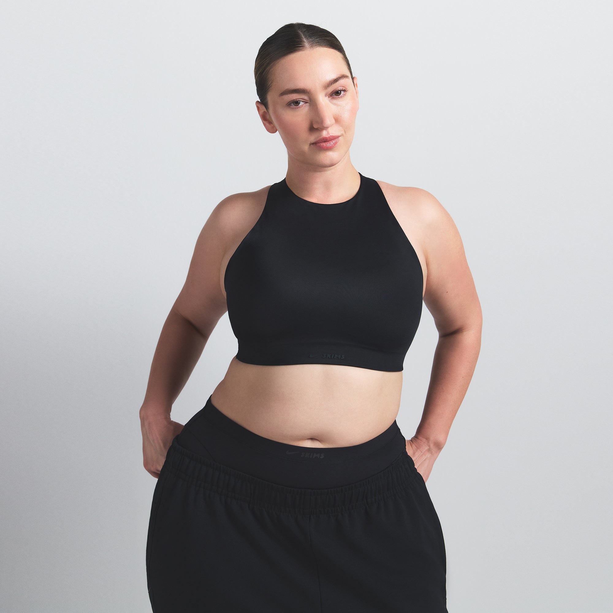 NikeSKIMS SHINE HIGH NECK BRA | OBSIDIAN