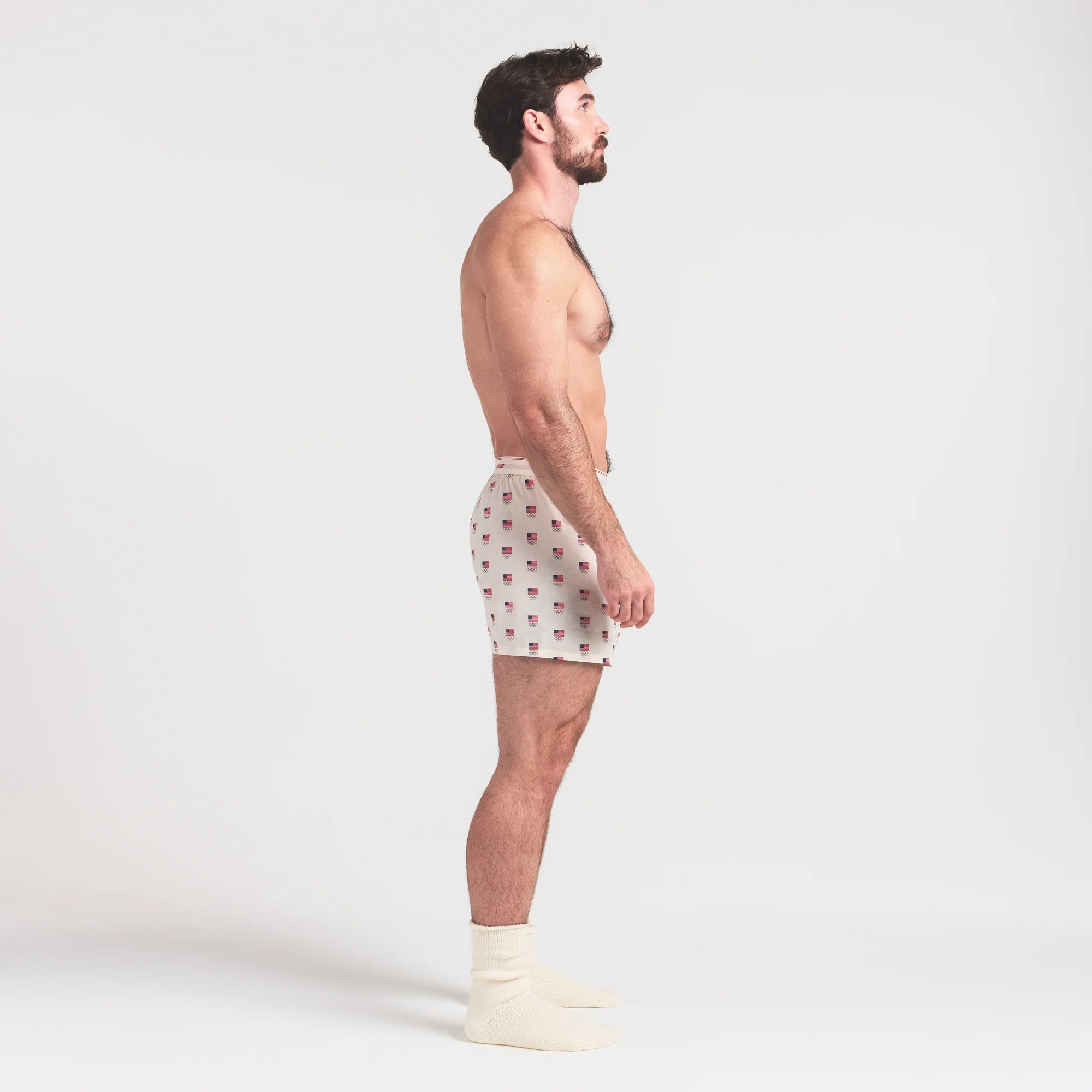 SKIMS FOR TEAM USA COTTON POPLIN MENS OLYMPIC BOXER | ECRU
