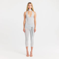CUPRO JERSEY HALTER BODYSUIT | PEARL