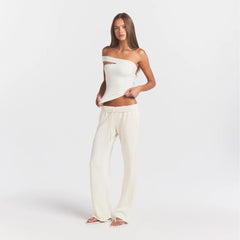 FRENCH TERRY STRAIGHT LEG PANT | ECRU