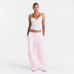 COTTON FLEECE OVERSIZED STRAIGHT LEG PANT | CHERRY BLOSSOM