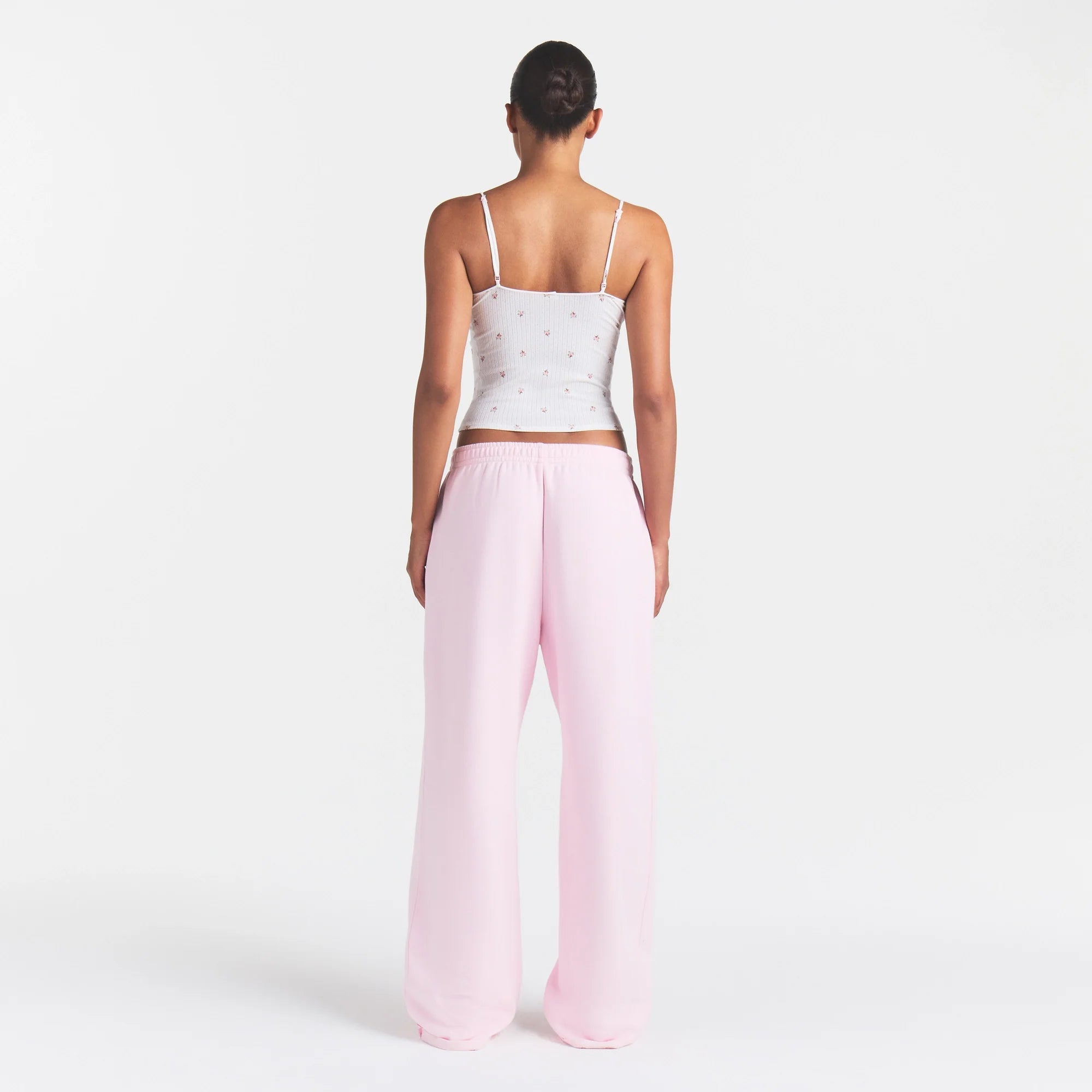 COTTON FLEECE OVERSIZED STRAIGHT LEG PANT | CHERRY BLOSSOM