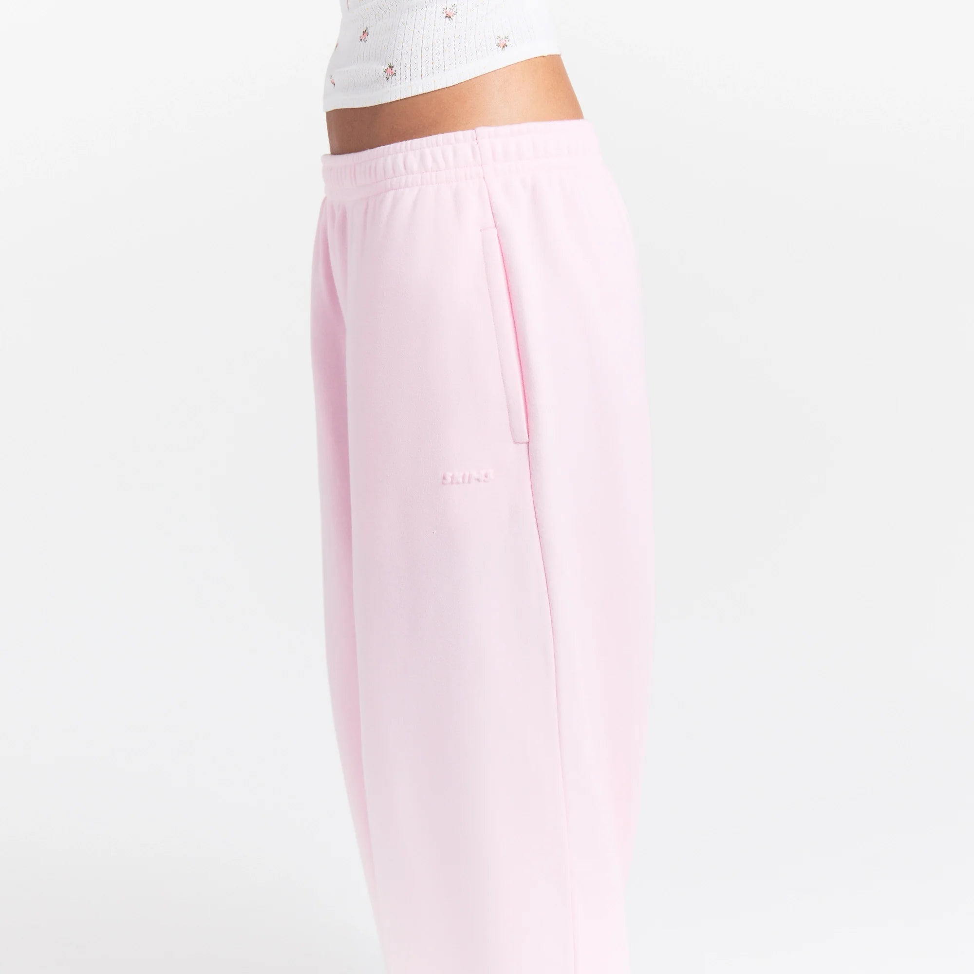 COTTON FLEECE OVERSIZED STRAIGHT LEG PANT | CHERRY BLOSSOM
