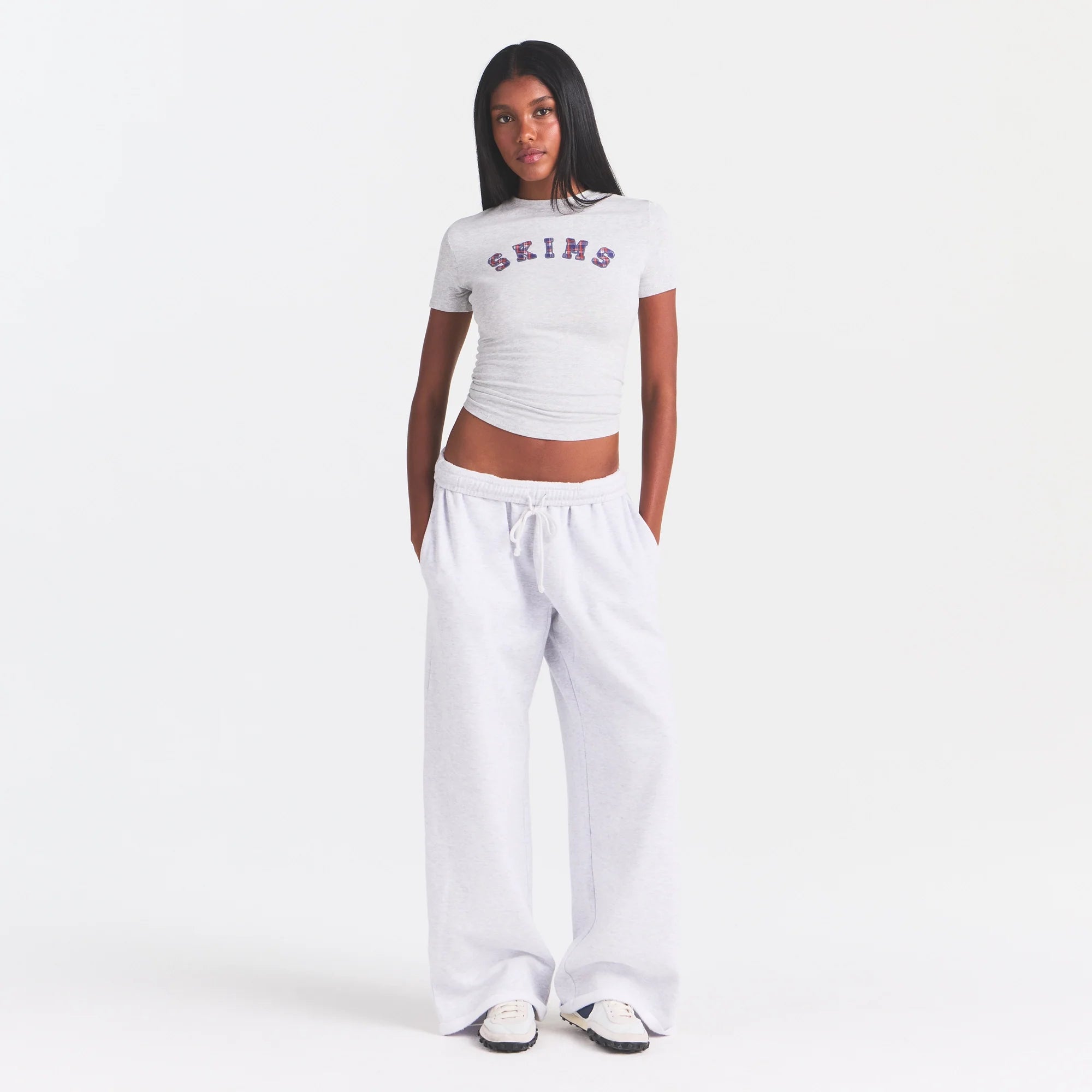 COTTON FLEECE OVERSIZED STRAIGHT LEG PANT | LIGHT HEATHER GREY