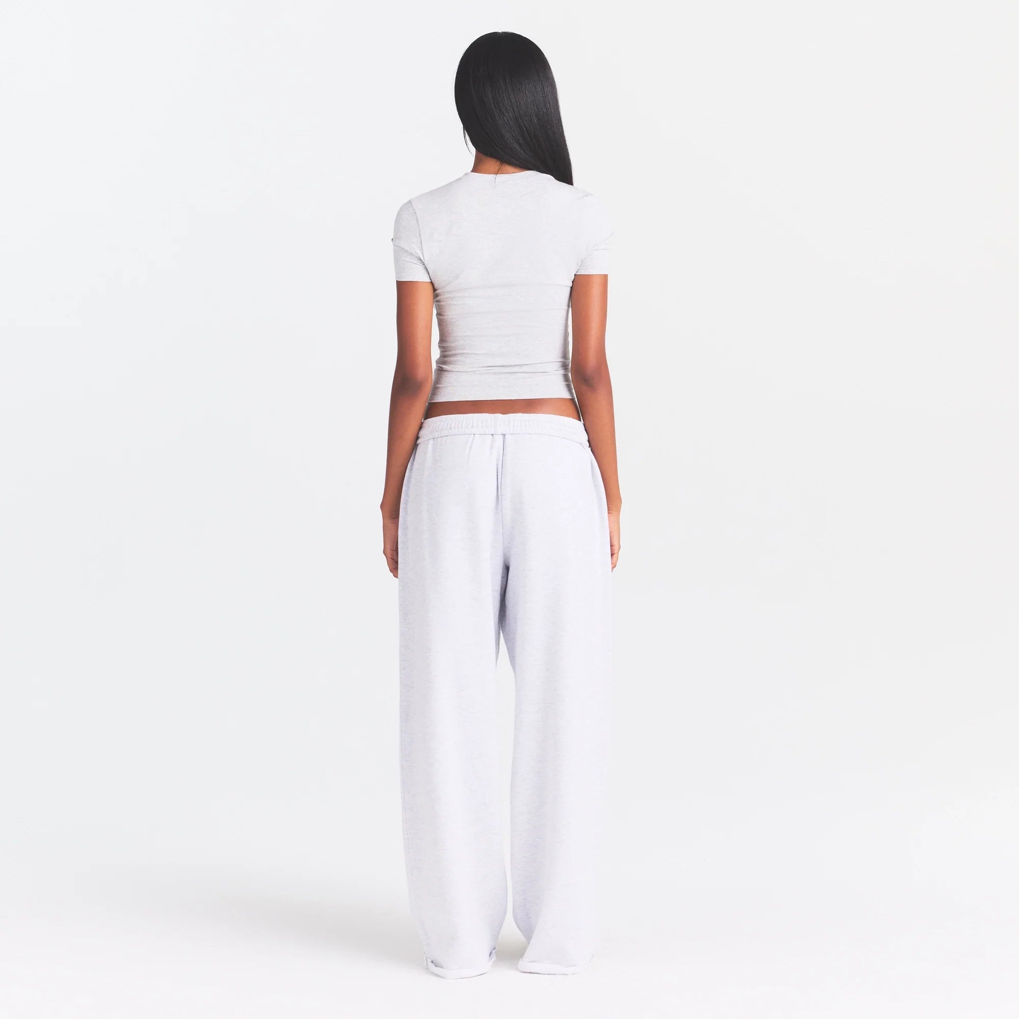 COTTON FLEECE OVERSIZED STRAIGHT LEG PANT | LIGHT HEATHER GREY