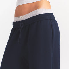 COTTON FLEECE OVERSIZED STRAIGHT LEG PANT | NAVY