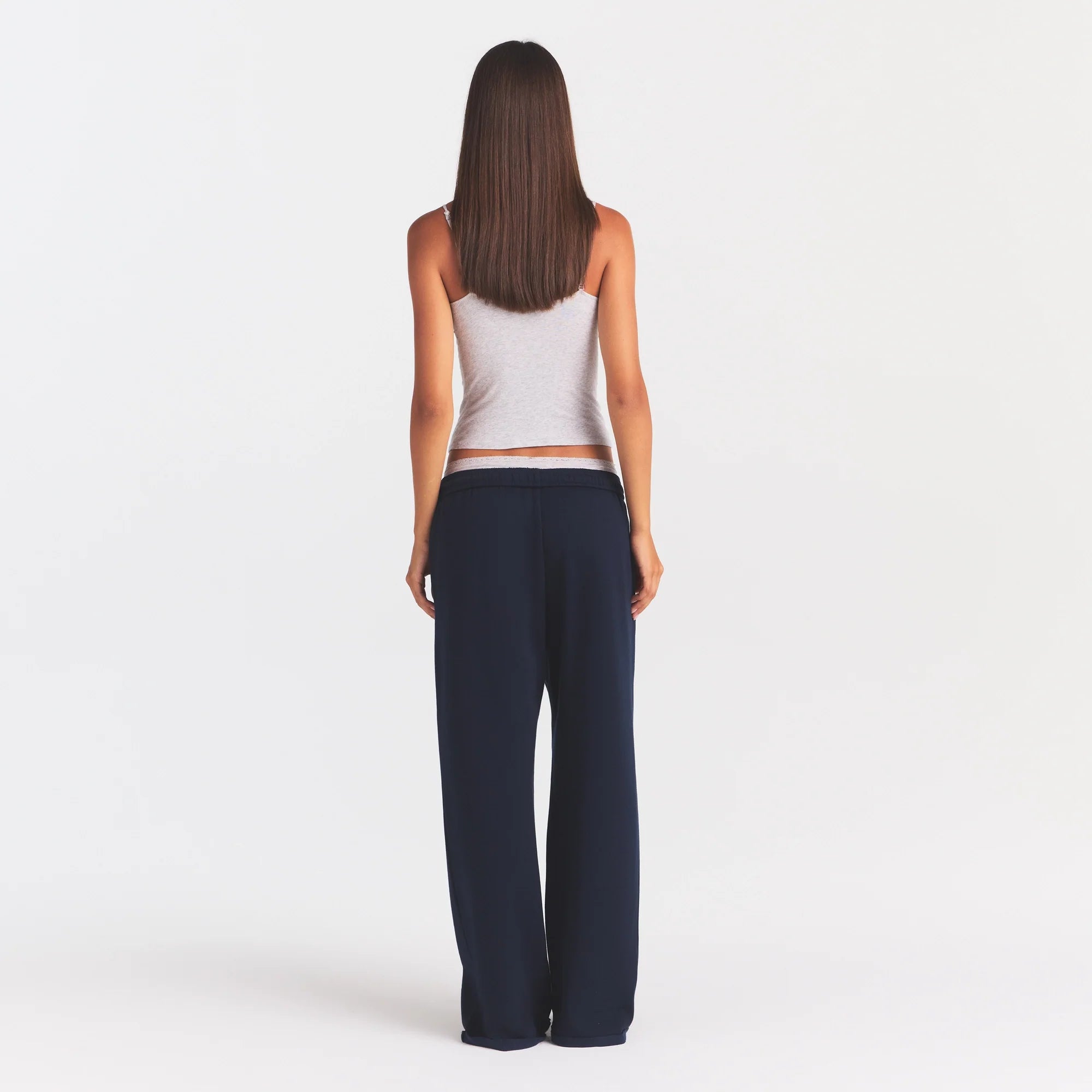COTTON FLEECE OVERSIZED STRAIGHT LEG PANT | NAVY