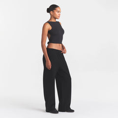 COTTON FLEECE OVERSIZED STRAIGHT LEG PANT | ONYX