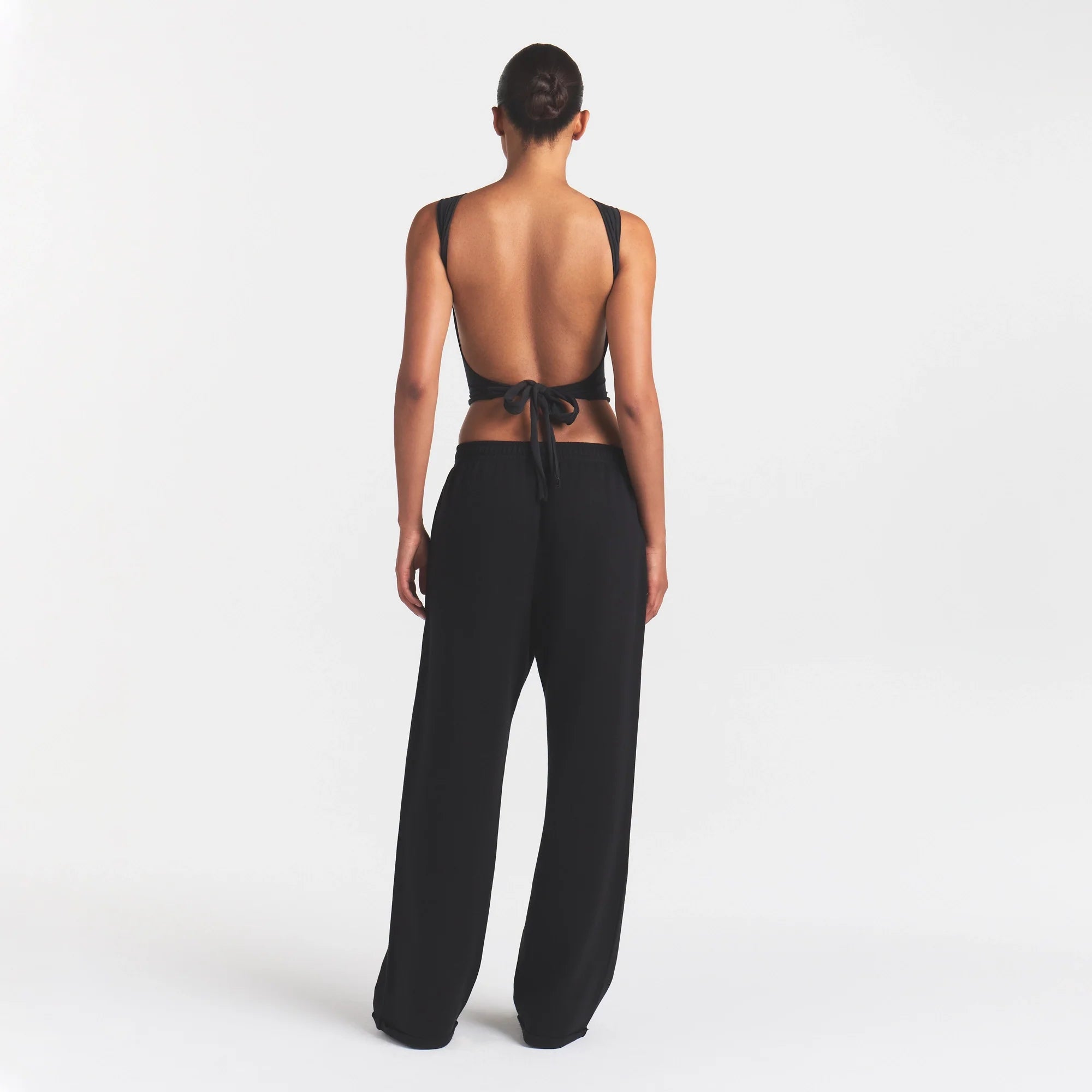 COTTON FLEECE OVERSIZED STRAIGHT LEG PANT | ONYX