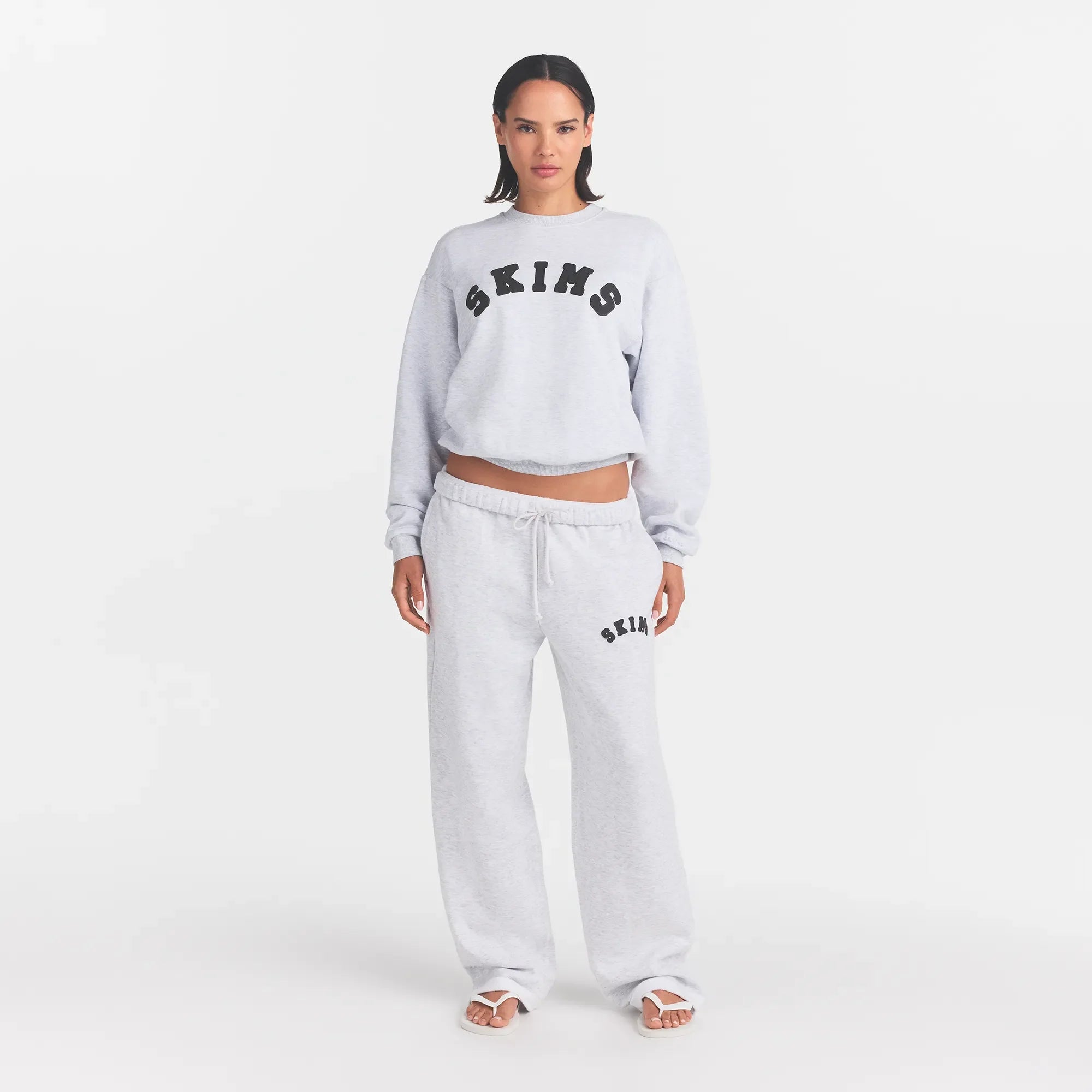 COTTON FLEECE LOGO CLASSIC STRAIGHT LEG PANT | LIGHT HEATHER GREY WITH ONYX LOGO