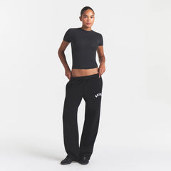 COTTON FLEECE CLASSIC STRAIGHT LEG PANT | ONYX SNOW ARCHED SKIMS LOGO