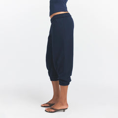 DRAPEY FRENCH TERRY CROPPED JOGGER | NAVY