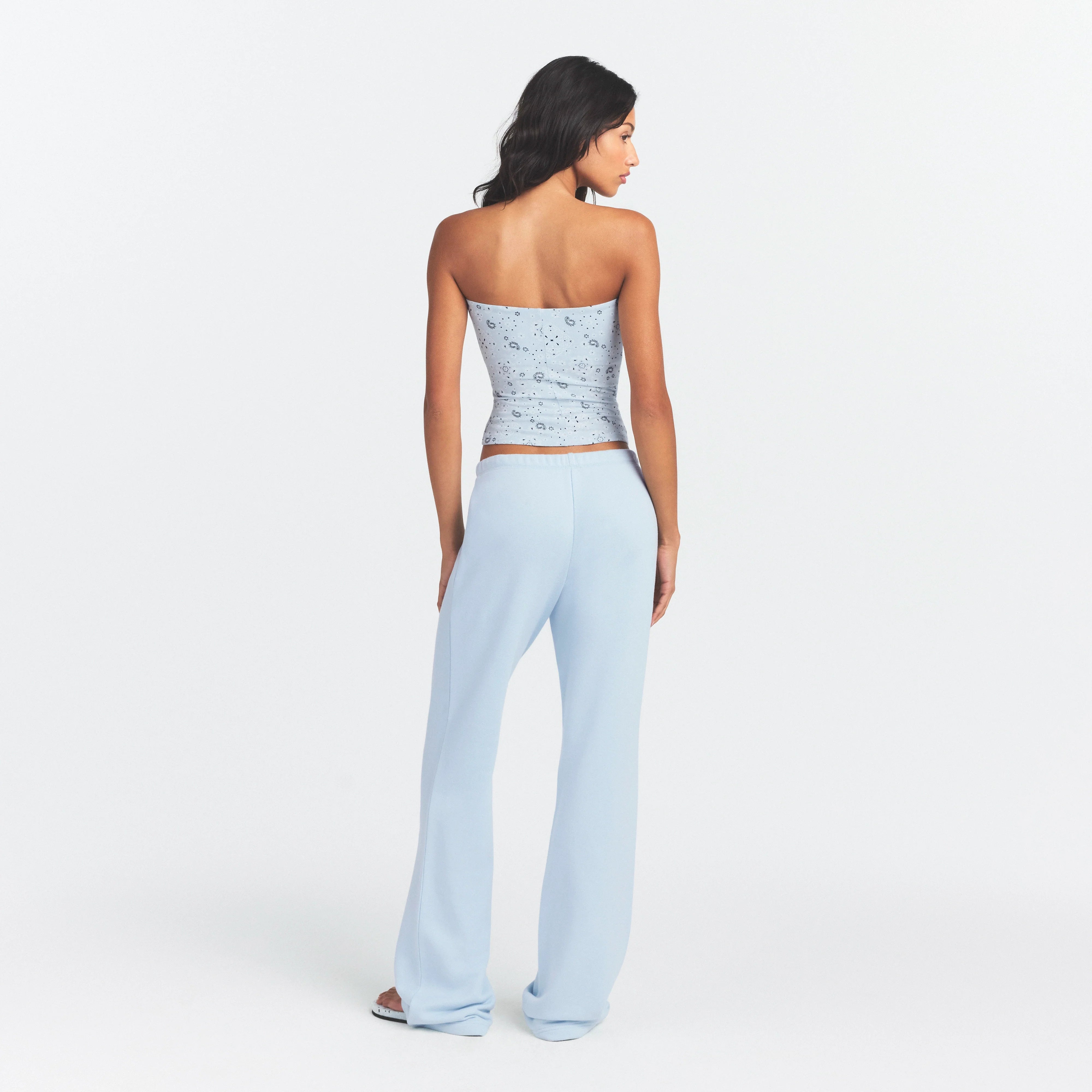 DRAPEY FRENCH TERRY STRAIGHT LEG PANT | POWDER BLUE