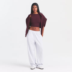COTTON FLEECE CLASSIC STRAIGHT LEG PANT | LIGHT HEATHER GREY ARCHED SKIMS PLAID