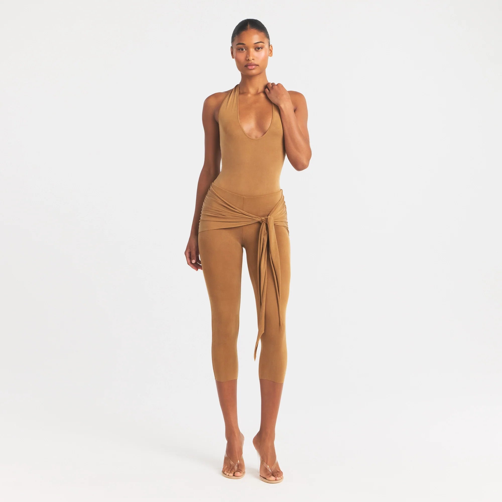 CUPRO JERSEY WRAP CAPRI | ALMOND