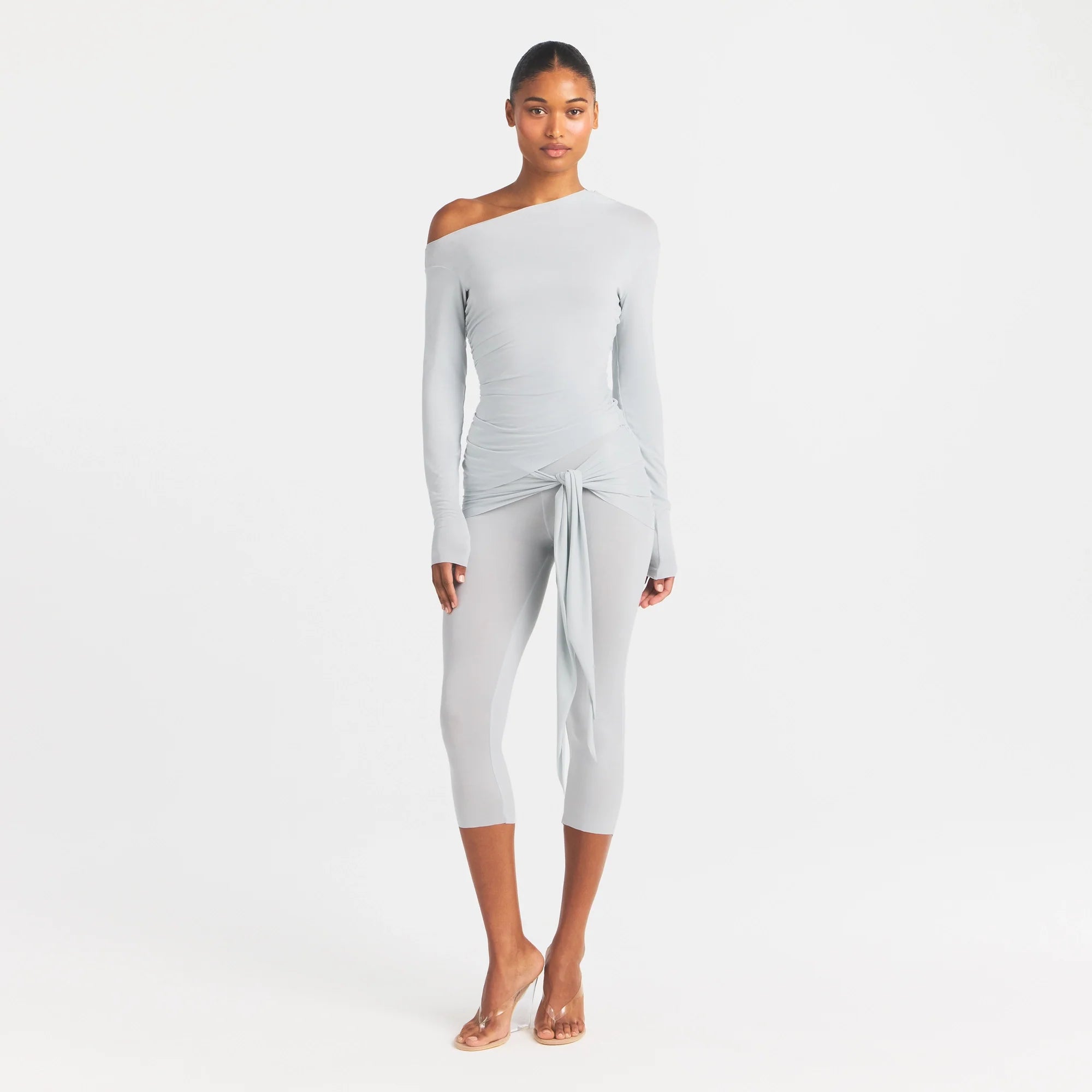 CUPRO JERSEY WRAP CAPRI | PEARL
