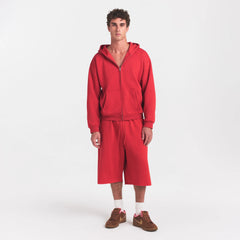 FLEECE LOUNGE MENS RELAXED LONG SHORT | WASHED RED