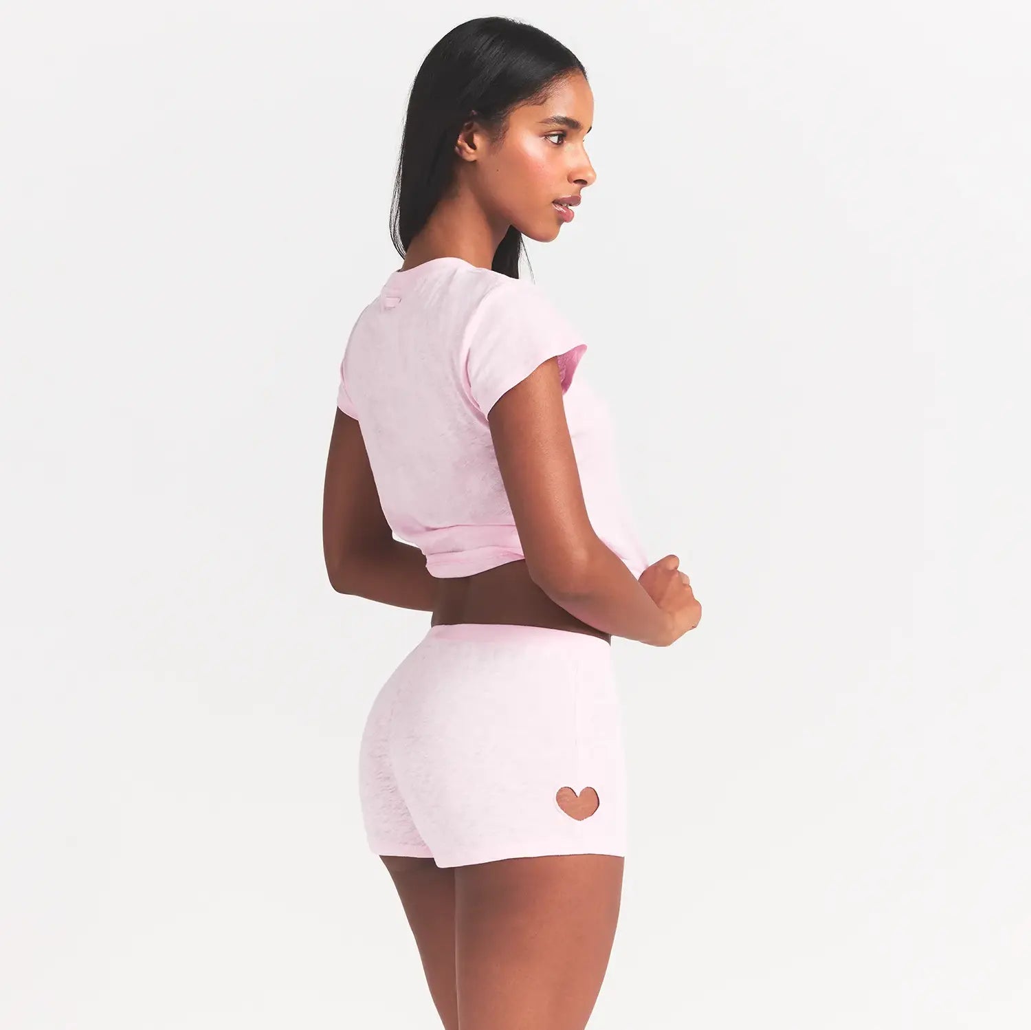 WORN IN JERSEY HEART MICRO SHORT | BABY PINK