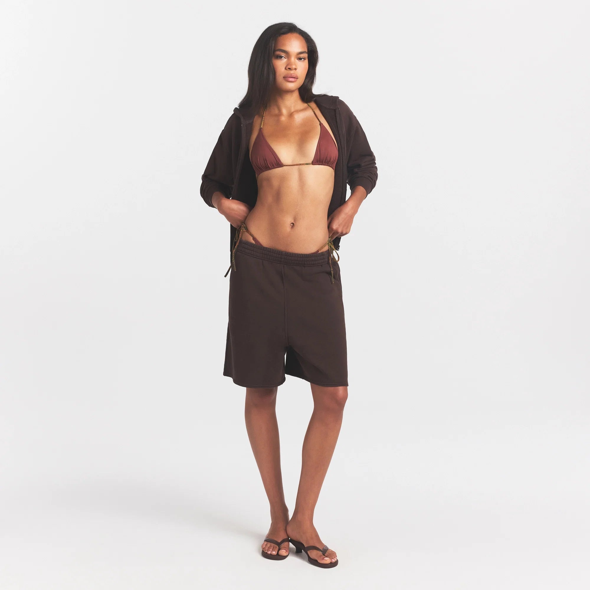 FRENCH TERRY LONG SHORT | ESPRESSO