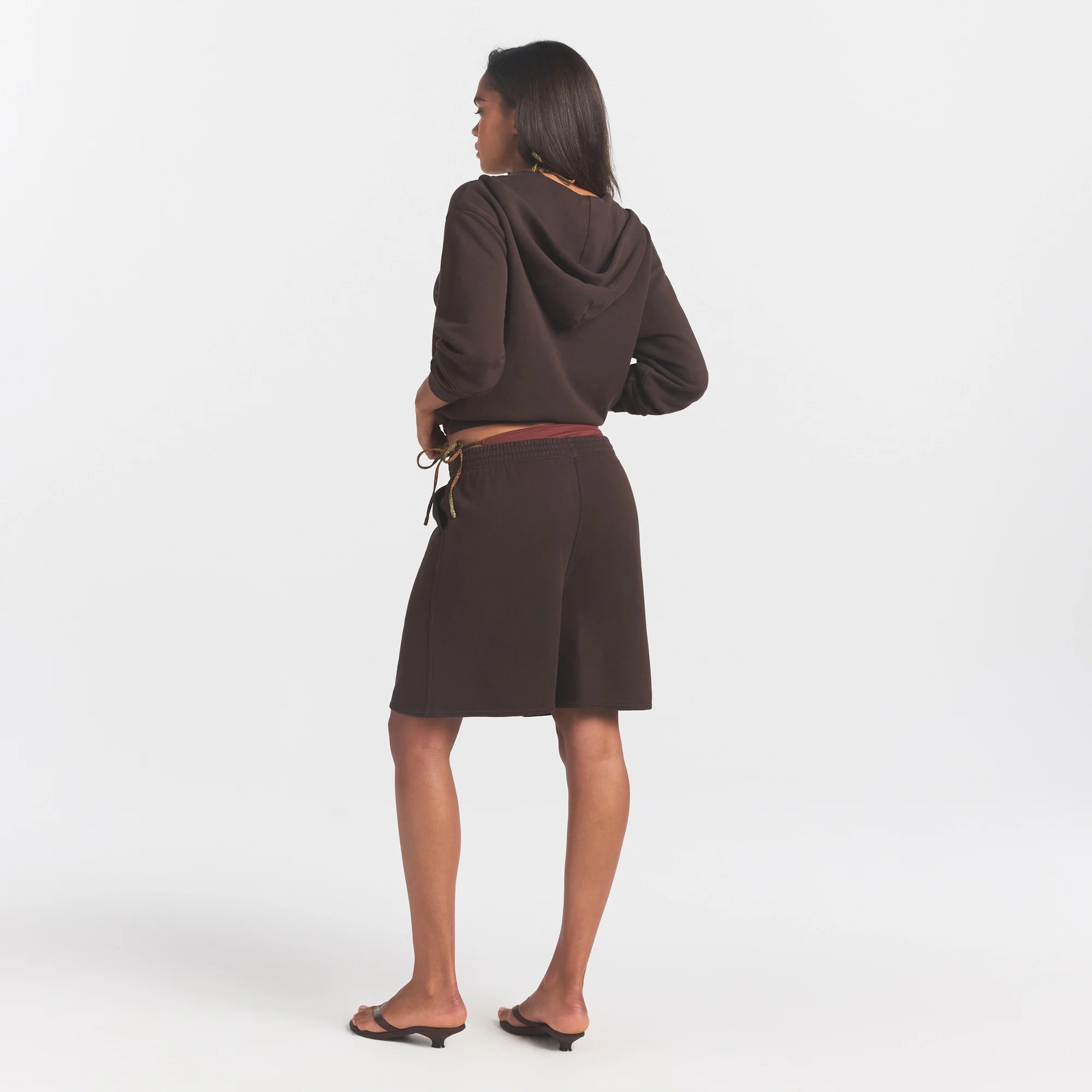 FRENCH TERRY LONG SHORT | ESPRESSO
