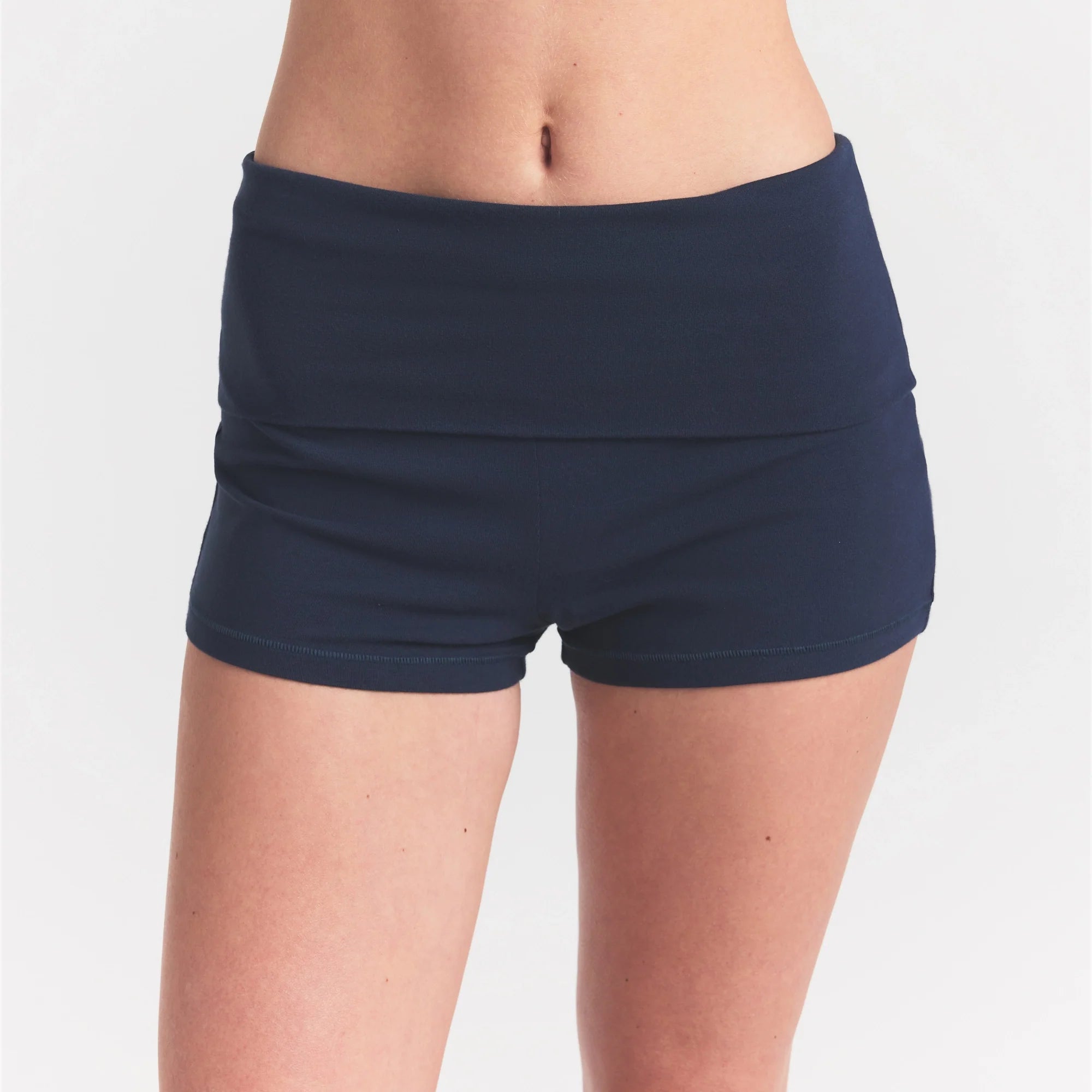 COTTON JERSEY FOLDOVER SHORT | NAVY