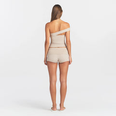 COTTON JERSEY FOLDOVER SHORT | STONE