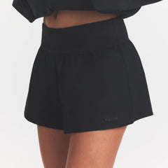 WOVEN COTTON FLUTTER SHORT | ONYX