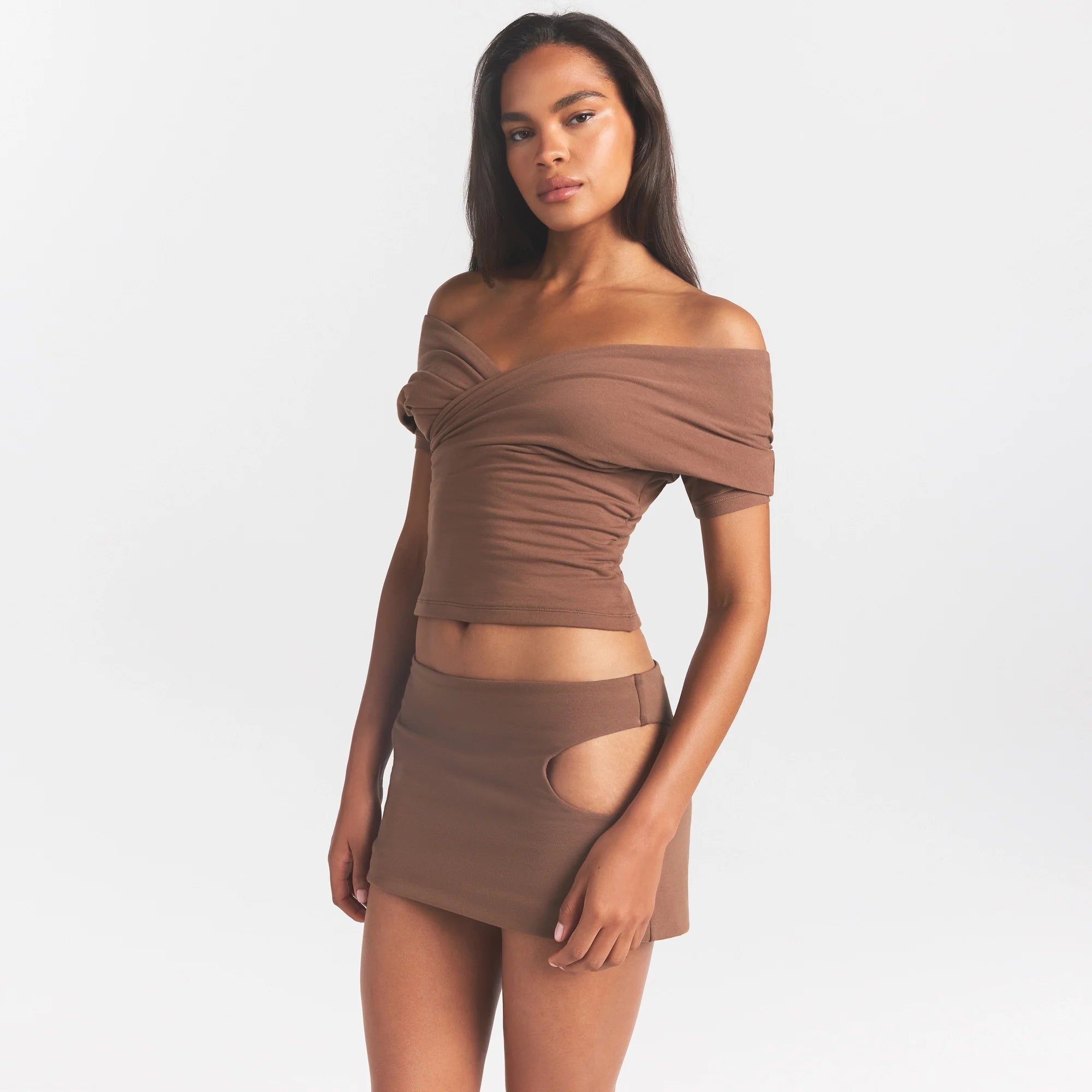COTTON JERSEY CUT OUT MINI SKIRT | JASPER