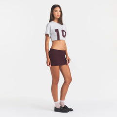 COTTON RIB FOLDOVER MINI SKIRT | CURRANT