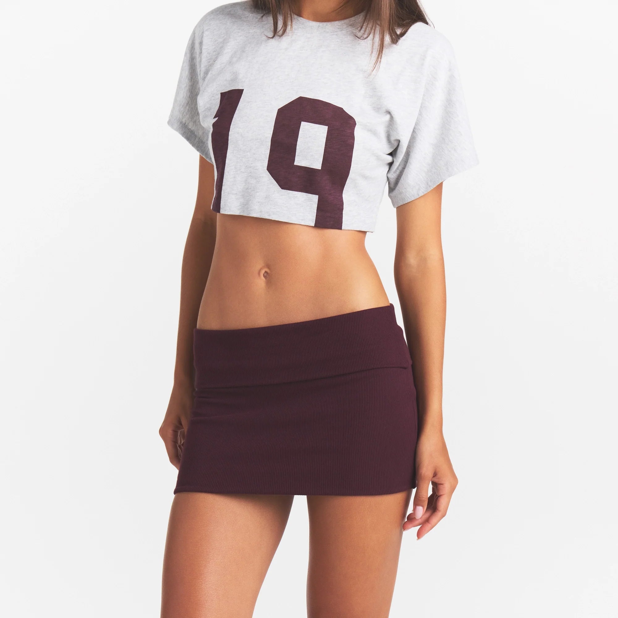 COTTON RIB FOLDOVER MINI SKIRT | CURRANT