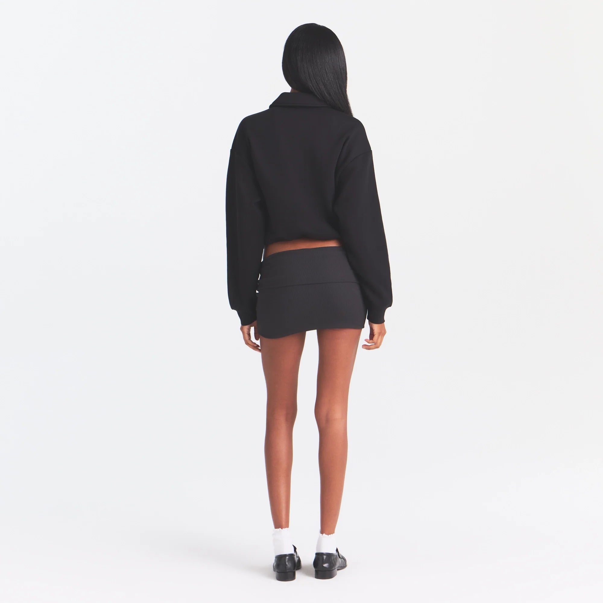 COTTON RIB FOLDOVER MINI SKIRT | SOOT