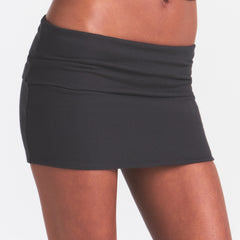 COTTON RIB FOLDOVER MINI SKIRT | SOOT