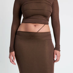 VETTESE X SKIMS SHEER MODAL MIDI SKIRT  | COCOA