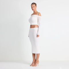 VETTESE X SKIMS SHEER MODAL MIDI SKIRT | ECRU