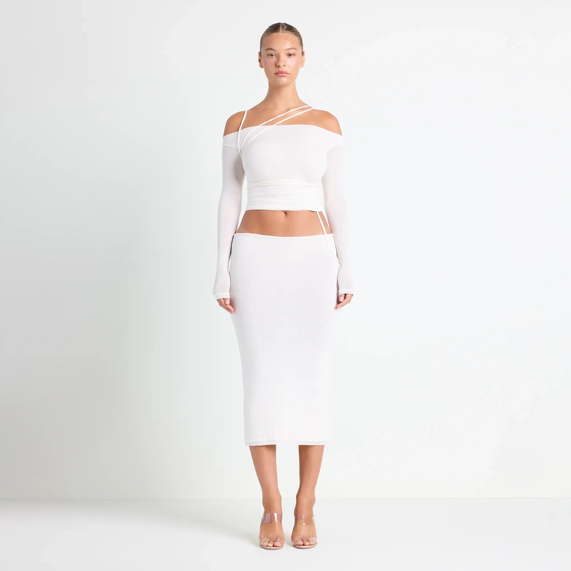 VETTESE X SKIMS SHEER MODAL MIDI SKIRT | ECRU