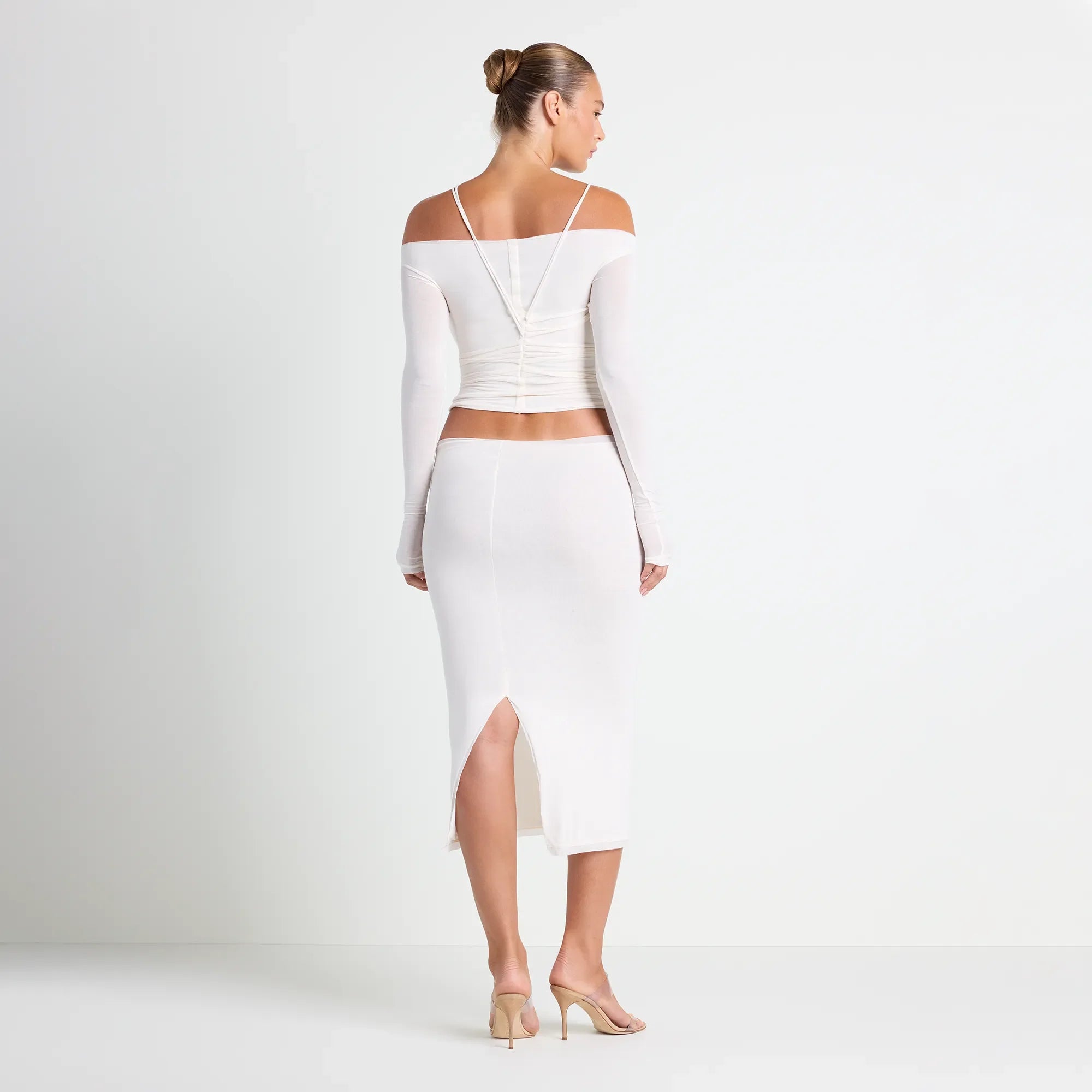 VETTESE X SKIMS SHEER MODAL MIDI SKIRT | ECRU