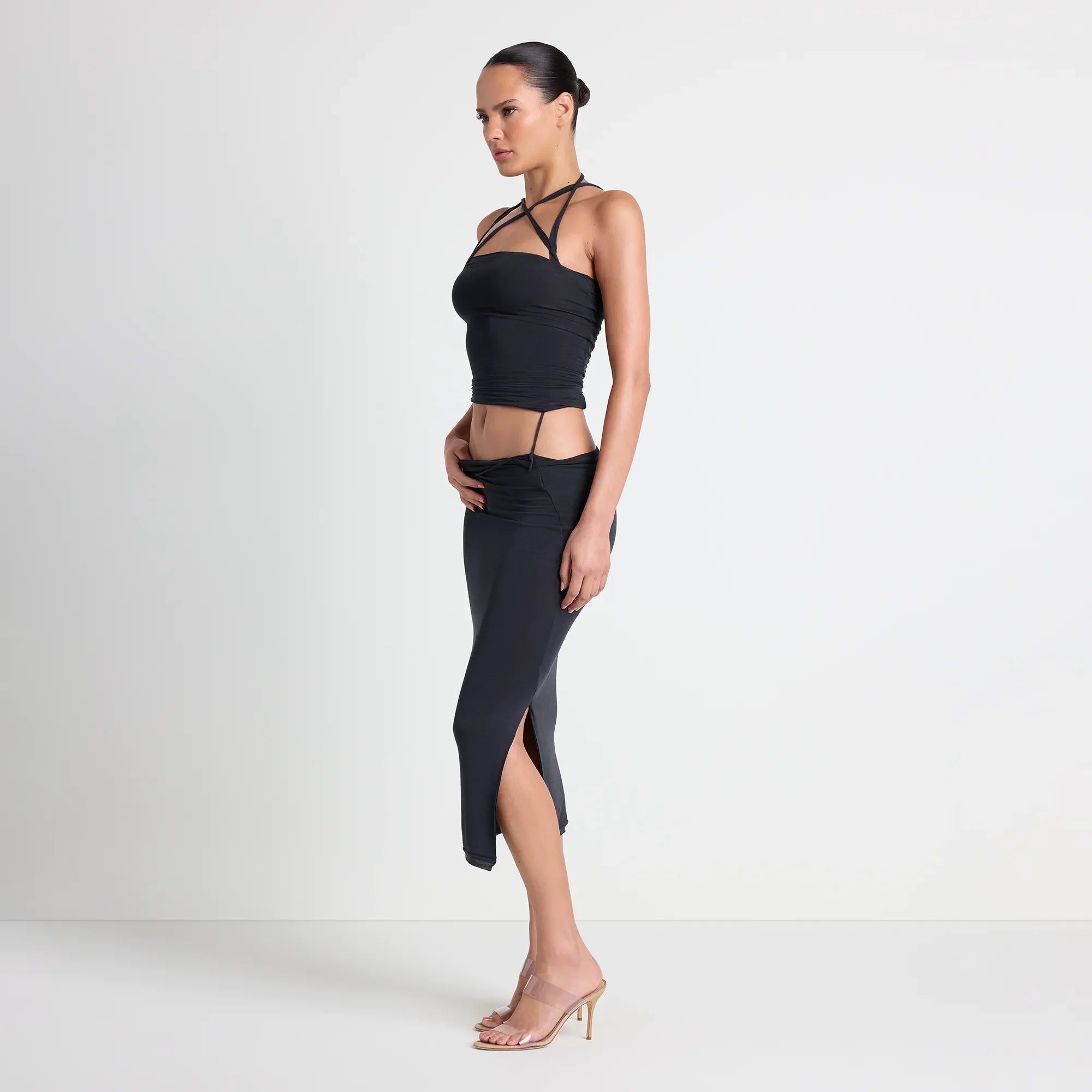 VETTESE X SKIMS SHEER MODAL MIDI SKIRT | ONYX