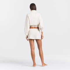 DRAPEY FRENCH TERRY MINI SKIRT | BUFF