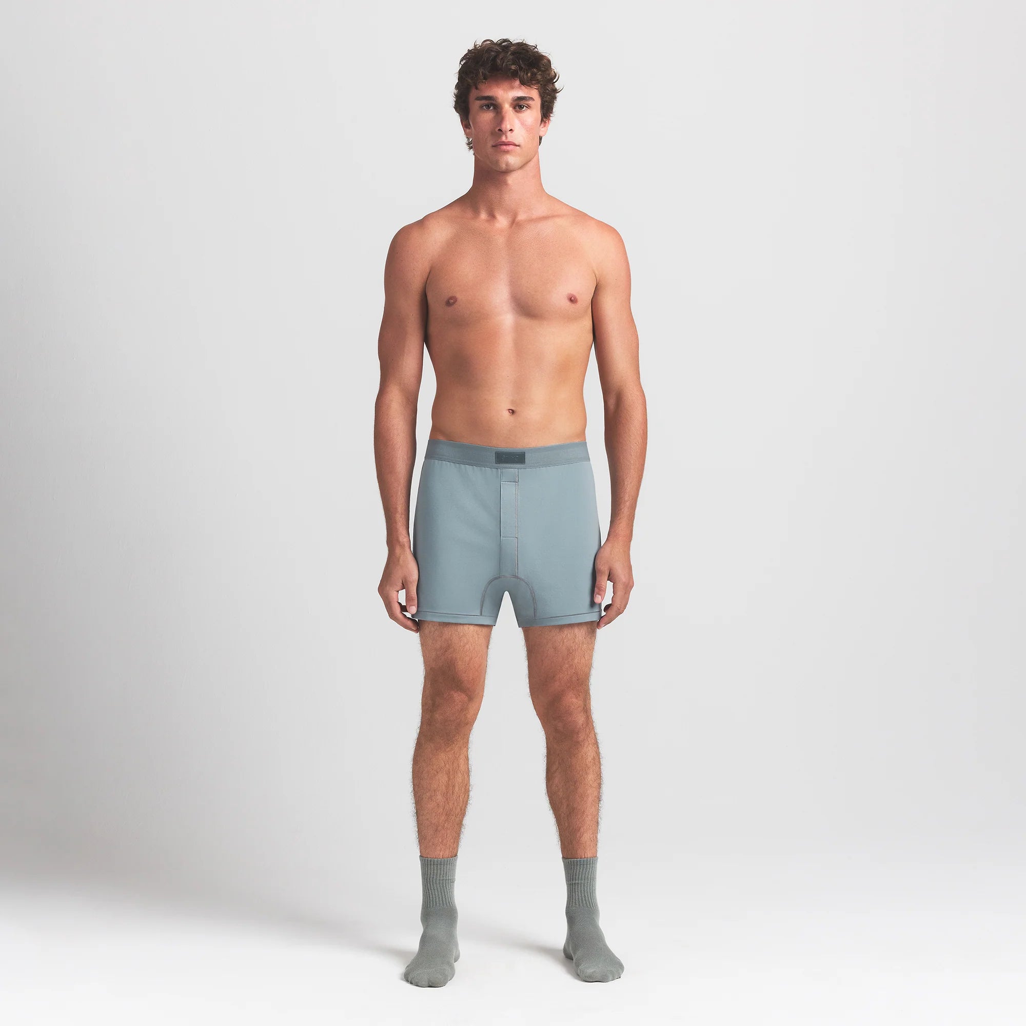 SKIMS COTTON MENS KNIT BOXER | SKY