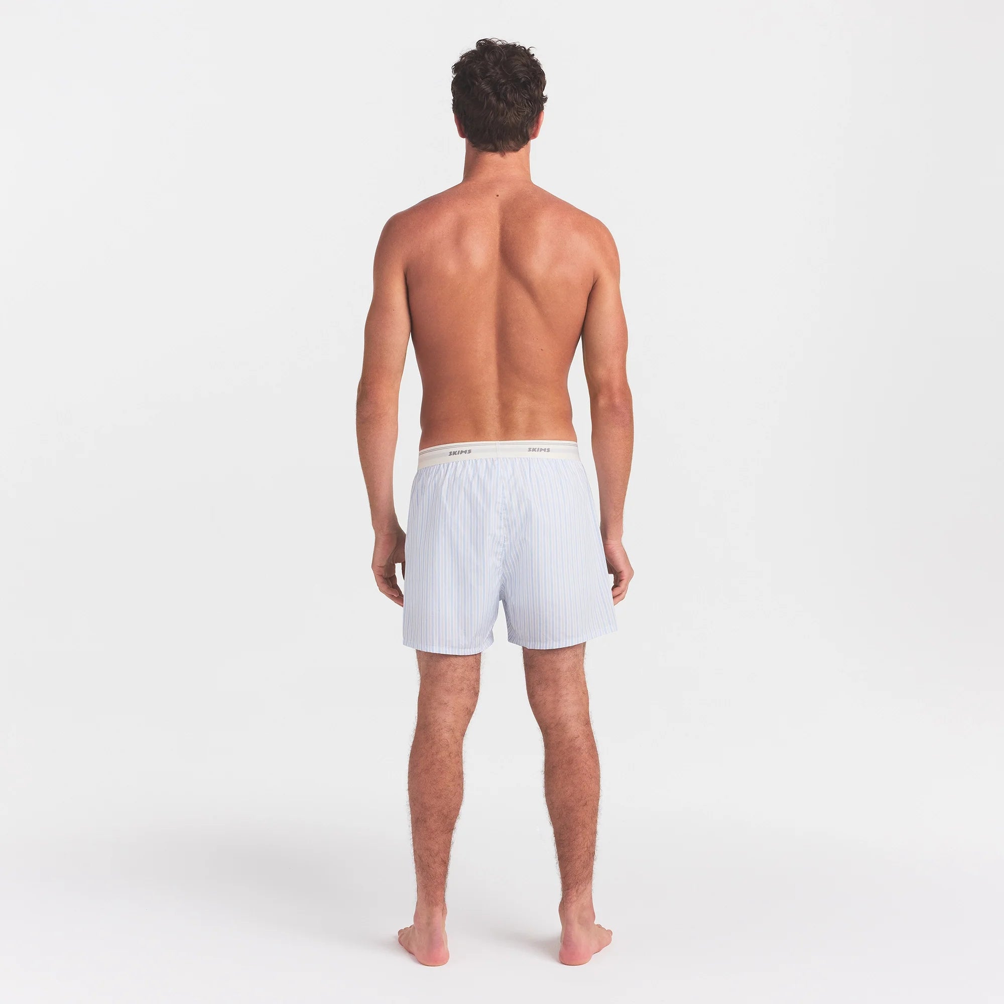 COTTON POPLIN MENS LOGO BAND BOXER | PLATINUM DOUBLE STRIPE