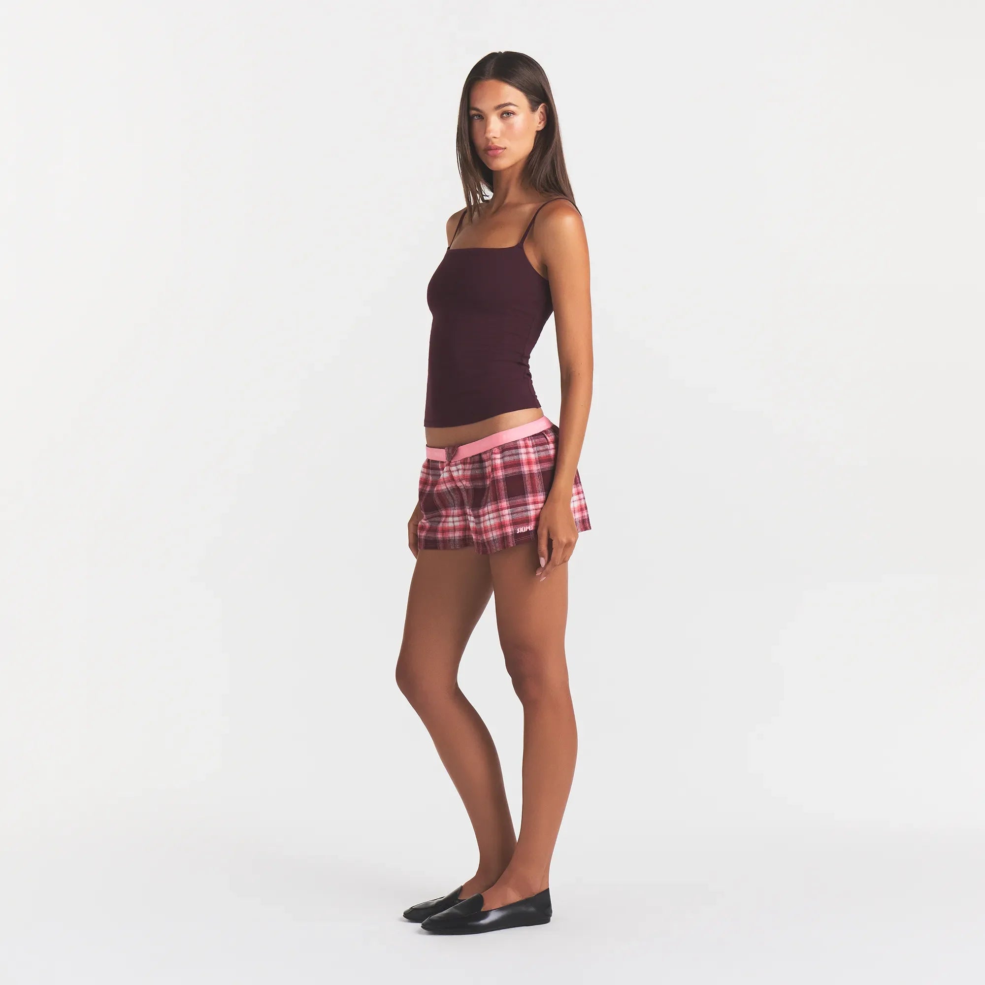 FLANNEL SLEEP CHEEKY BOXER | ULTRA PINK SANGRIA PLAID