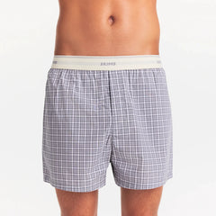 COTTON POPLIN MENS LOGO BAND BOXER | FULL MOON CHECK
