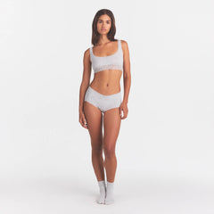 LIGHTWEIGHT COTTON LACE BOY SHORT | LIGHT HEATHER GREY